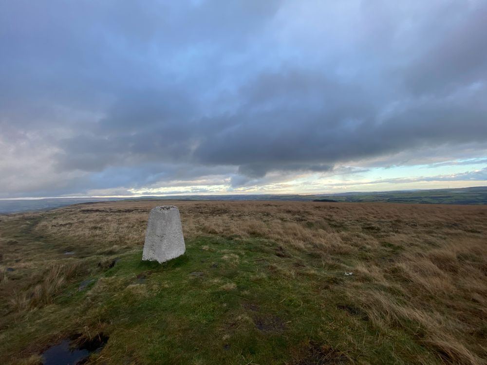 Trig point at Manshead End in Calderdale, West Yorkshire.