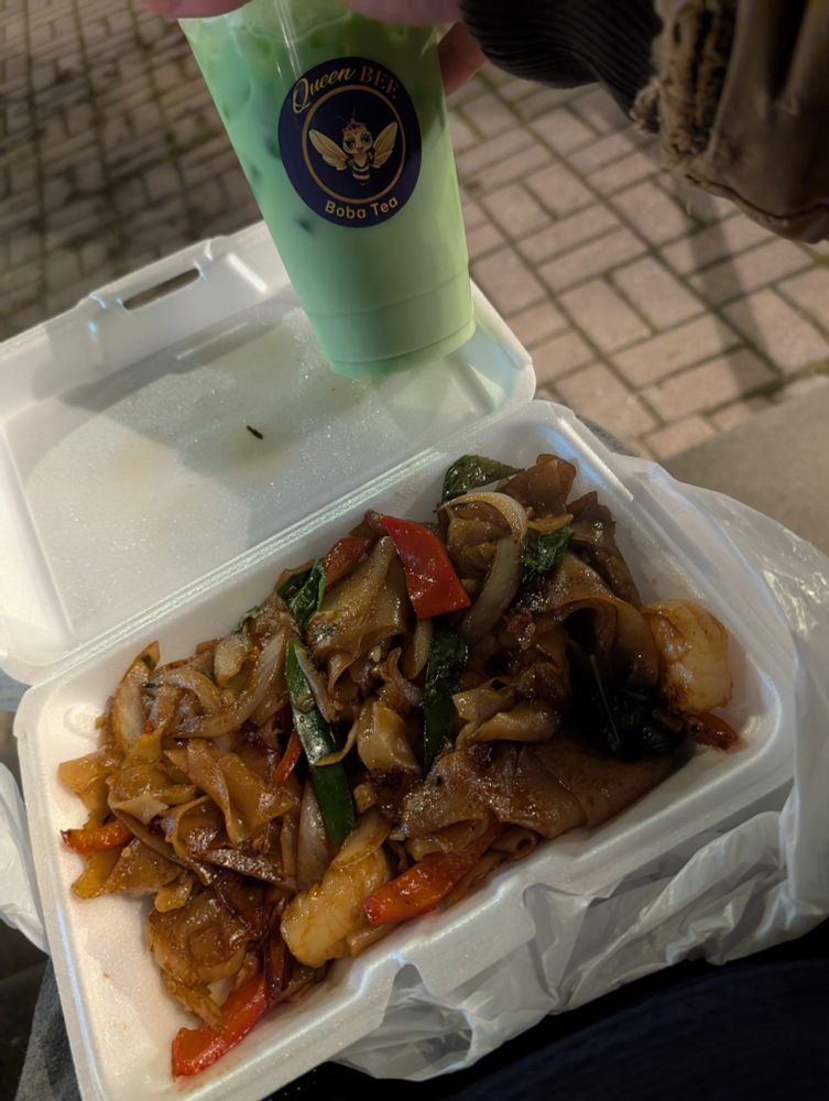 the aforementioned drunken noodles and tea