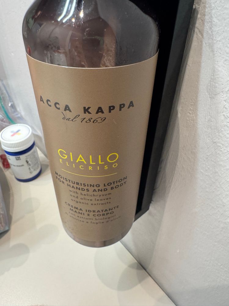 A bottle of “Giallo Elicriso” hand lotion 