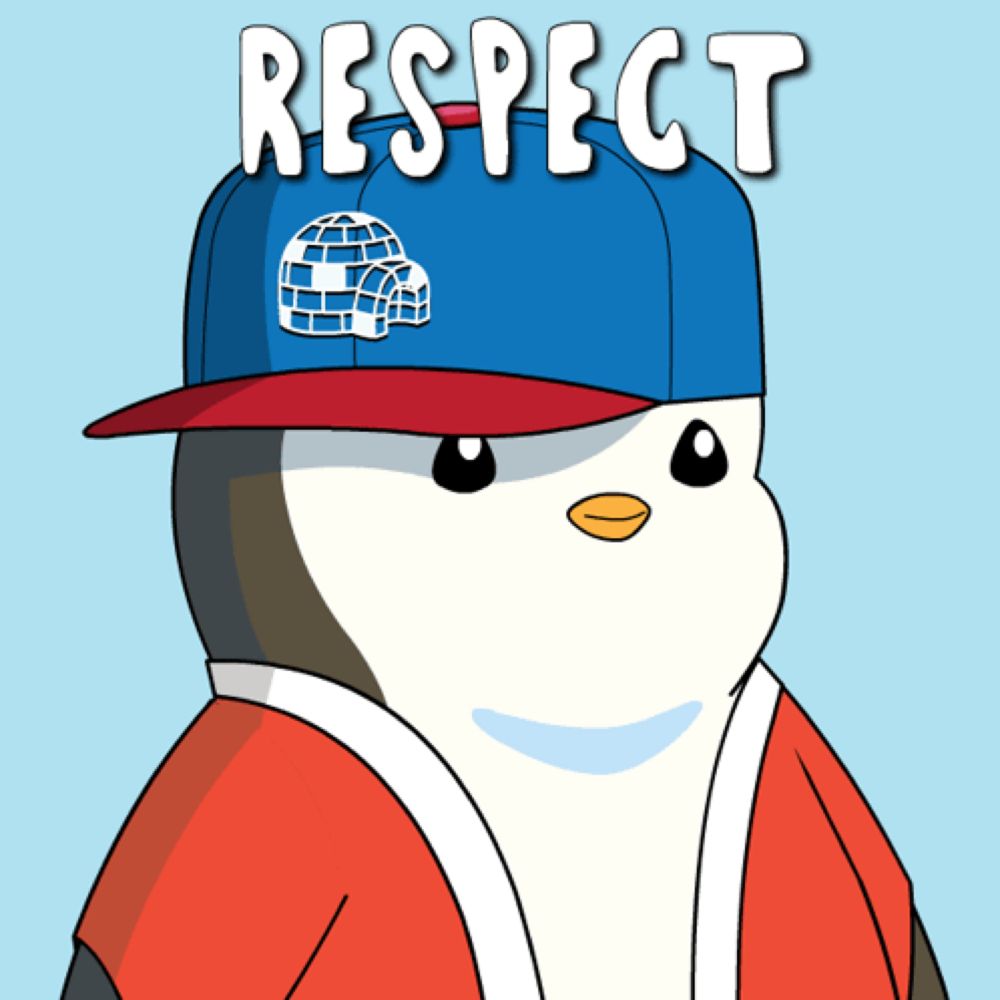 a penguin wearing a hat with respect written on it