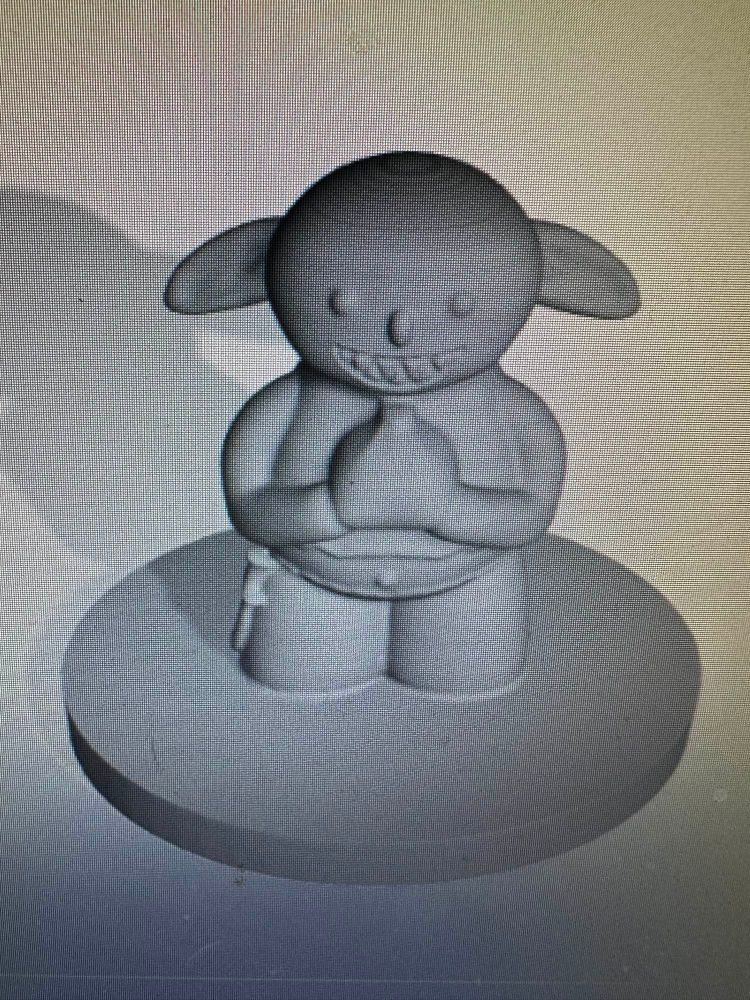 A rendering of a mini figurine for D&D. A goblin holding some treasure on a standard sized base.