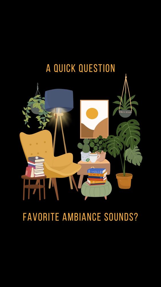 digital art of a reading nook with a chair, lamp, plants, books, a watch, tea, picture, 2 side tables, and an ottoman.