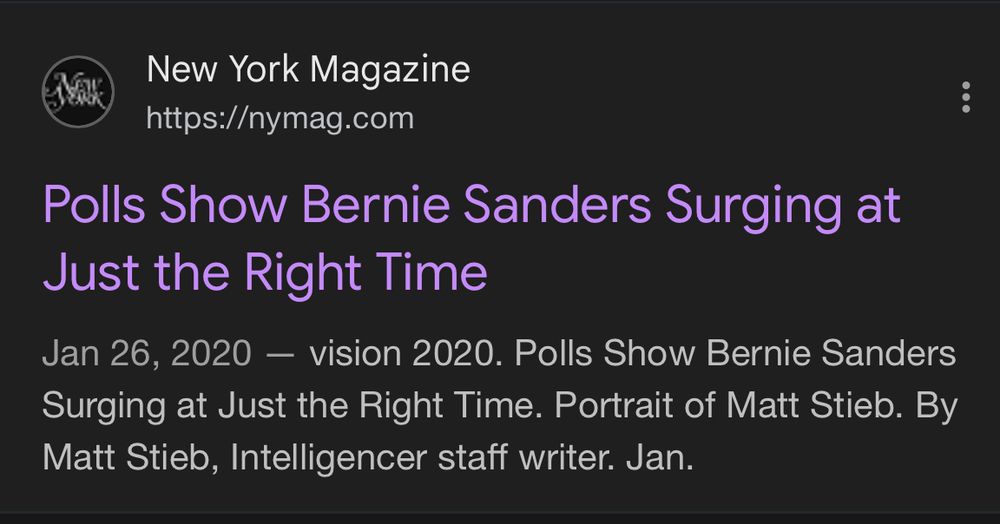Bernie is surging at just the right time - ny magazine article 