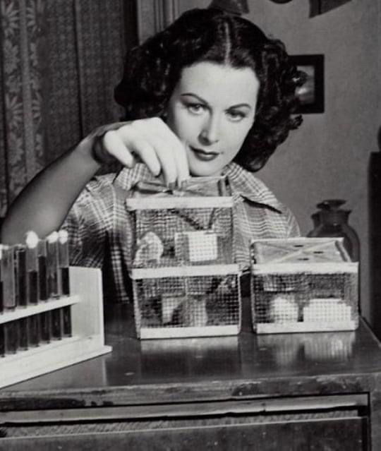 Hedy Lamarr dans son laboratoire