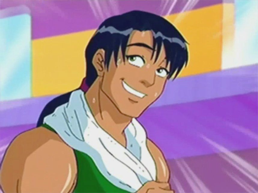 Shoulder-height scene with Raymond smiling in the gym, sweaty with a towel draped over his shoulders.