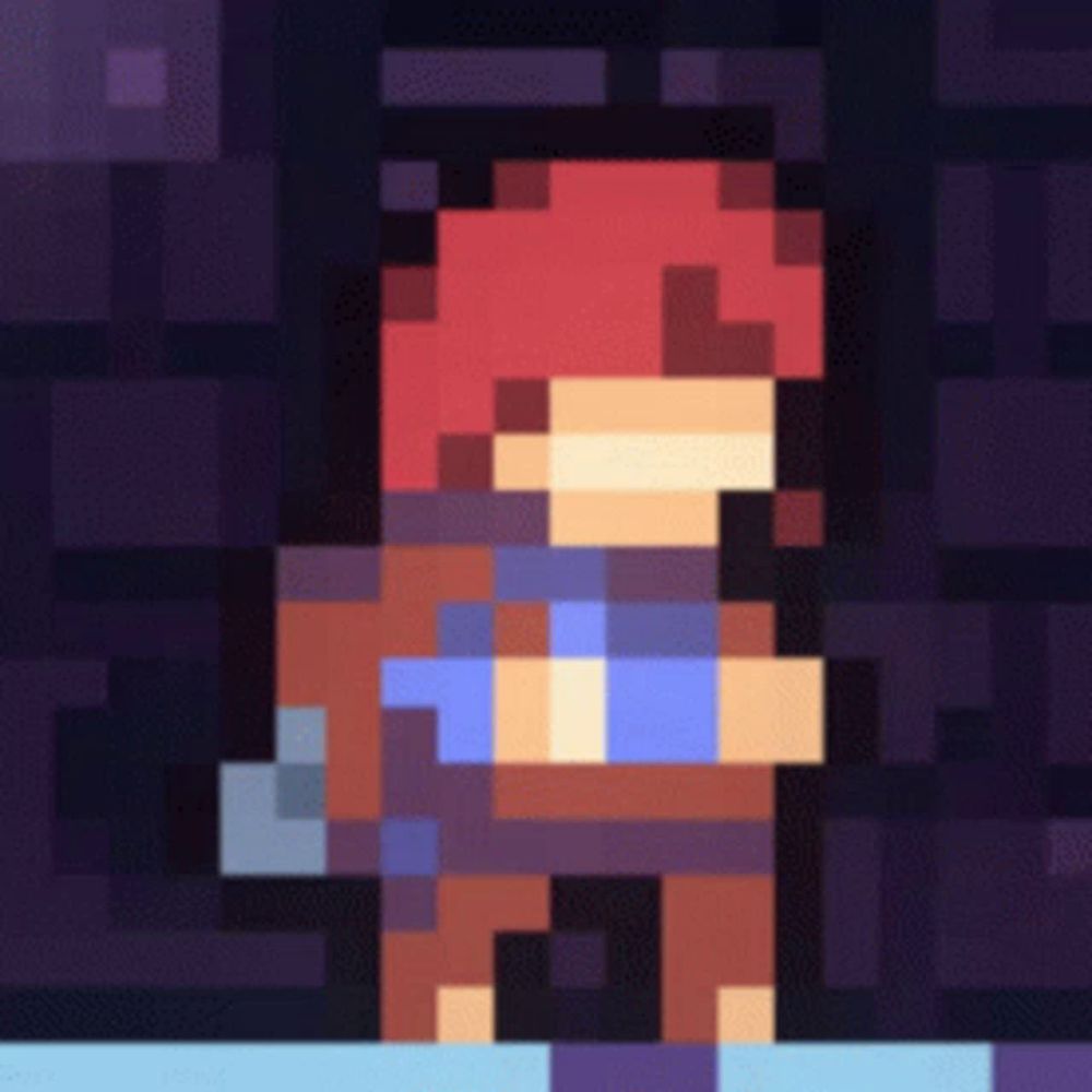 a pixel art drawing of a person with red hair