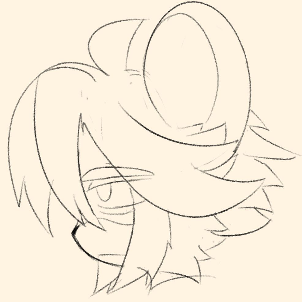 A pencil doodle of Salem, the mouse, visibly worn and depressed.