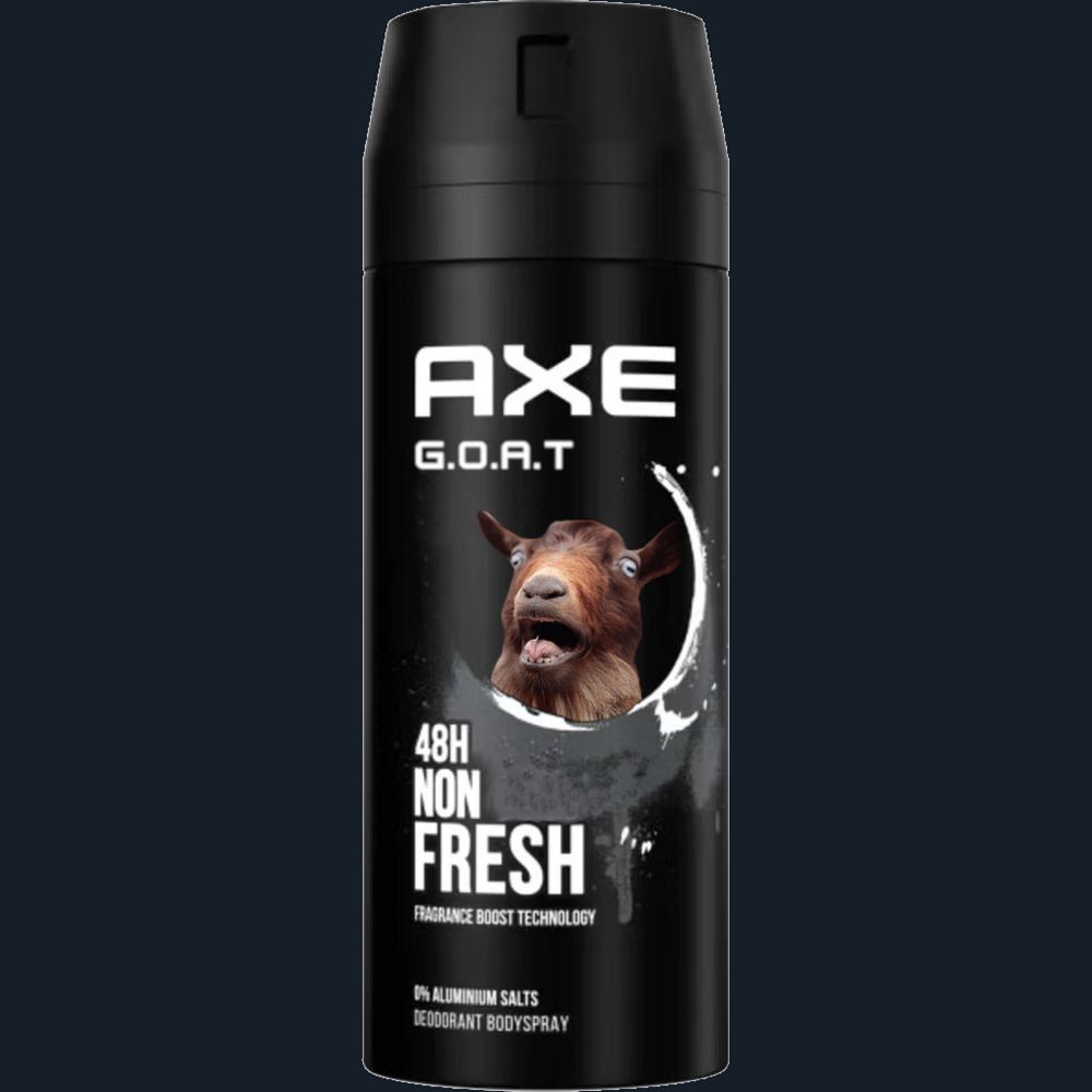 Axe GOAT 48h non fresh. Axe spray with a goat on the bottle