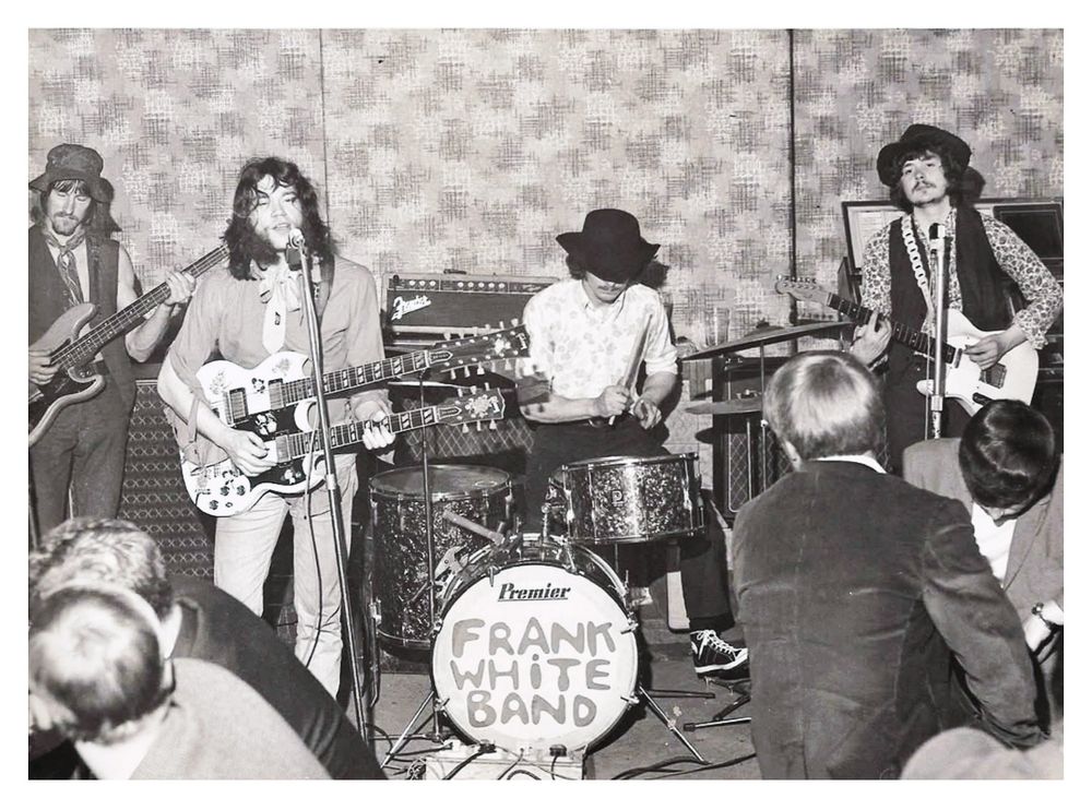 The Frank White Band, playing live at an unknown venue in Sheffield, in the early 1970s. Photo source - Mel Harrison/Facebook. 