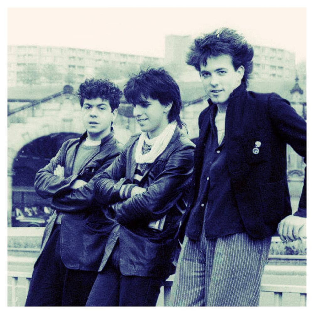 English alternative rock band The Cure, pictured in front of Sheffield railway station on 8th May 1981. (Photographer unknown.)