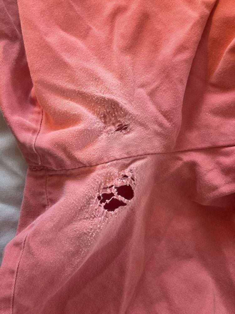 Pink shorts with holes