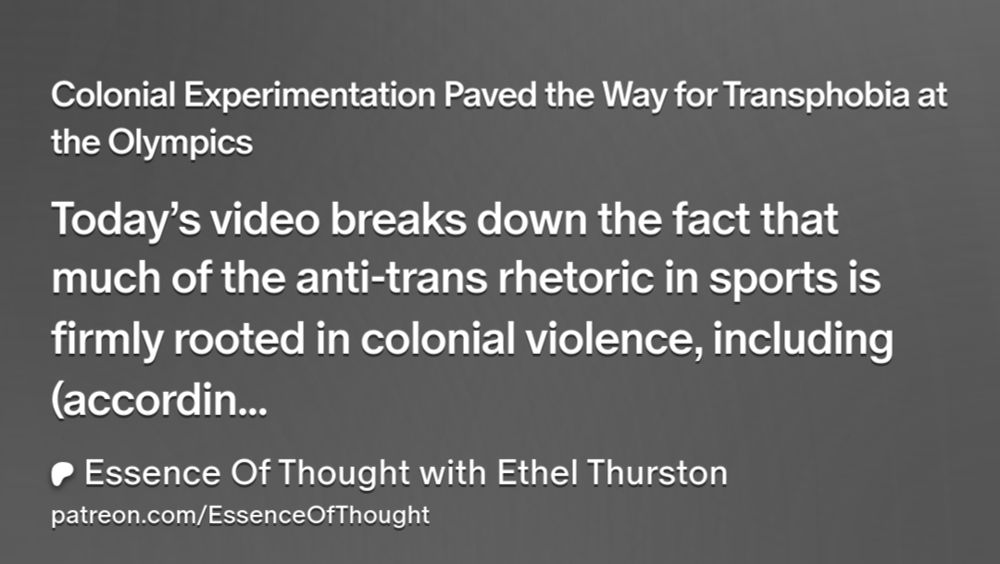 Colonial Experimentation Paved the Way for Transphobia at the Olympics | Essence Of Thought with Ethel Thurston