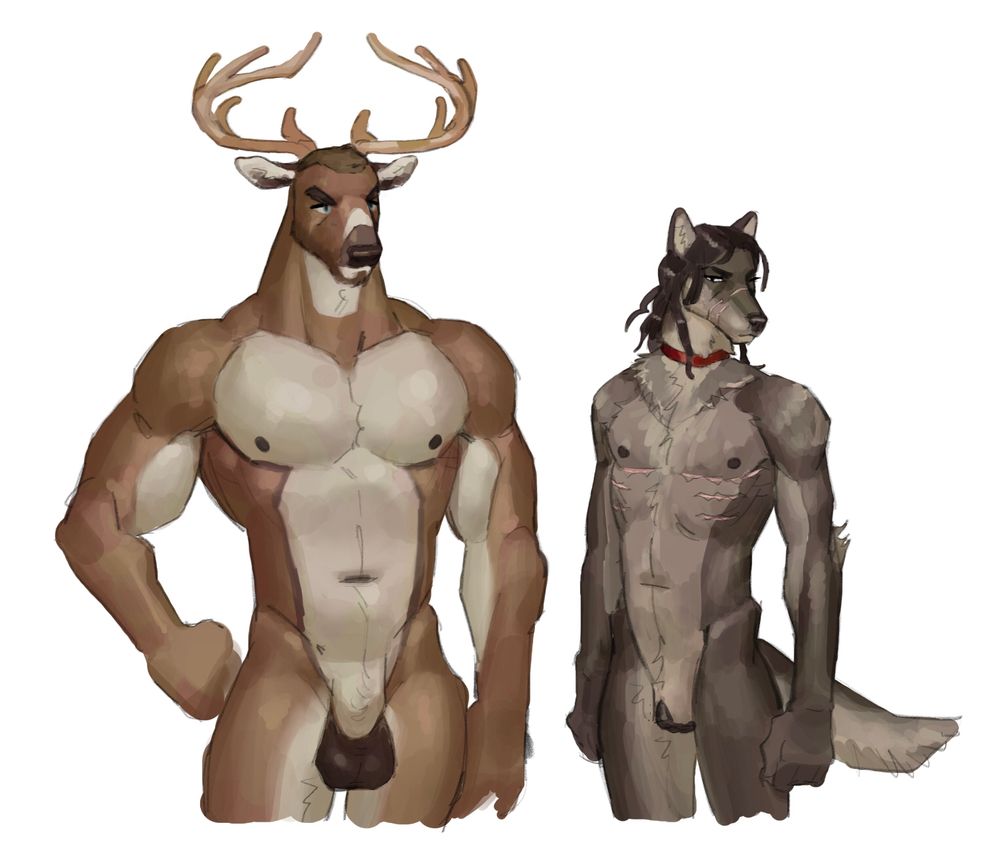furry art of arthur morgan as a deer and john marston as a wolf