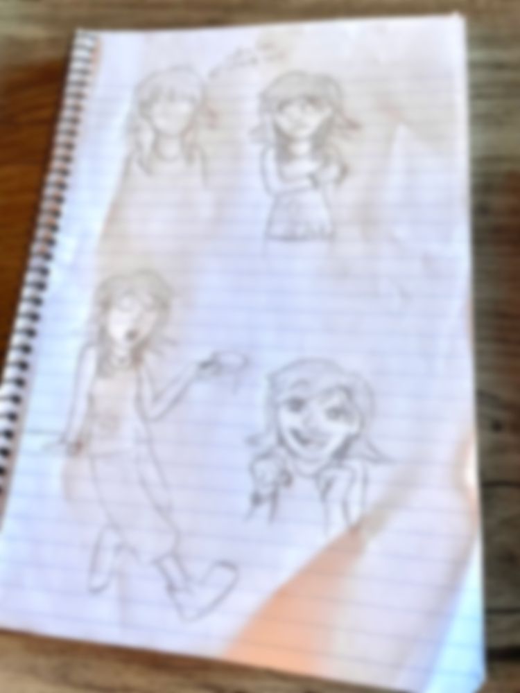 An intentionally blurry image;) of character sketches for Frootoon's next long-term project