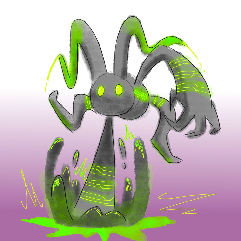 Creature slamming its fist into the ground, causing an eruption of greenish grayish goop