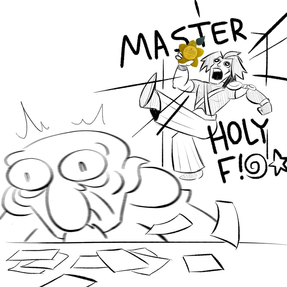 Terra kicks the door down into the room exclaiming "MASTER HOLY F***", causing the house of cards to collapse. He holds the Million Dreams Award for Art & Illustration