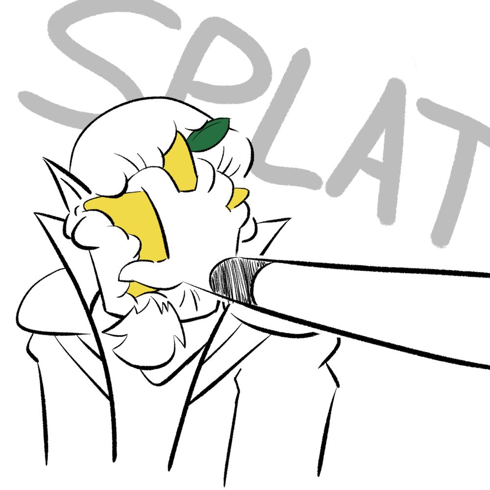 Terra comically shoves the star-shaped Award into his face with a SPLAT