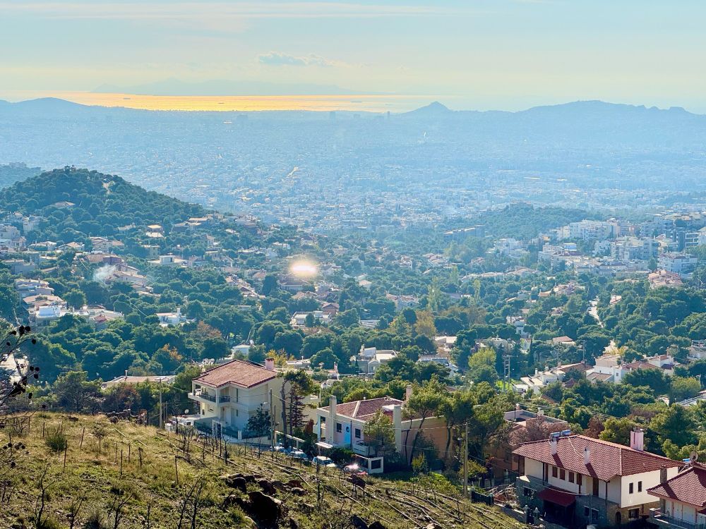 view of athens from pentelli mountain