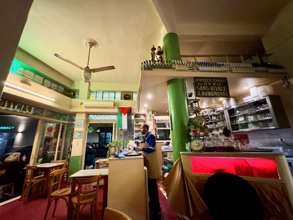 A traditional taverna exterior
