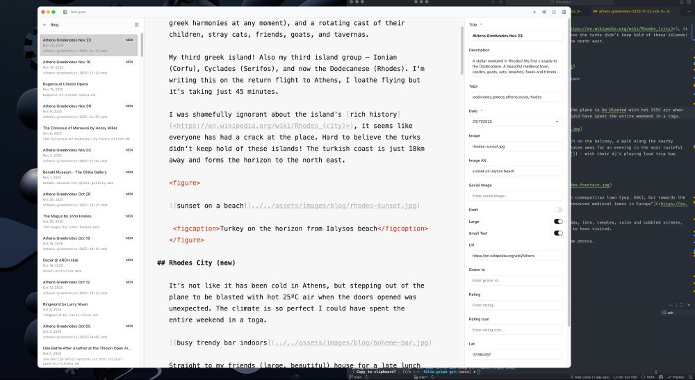 screenshot of the astro editor app and the markdown text is huge!