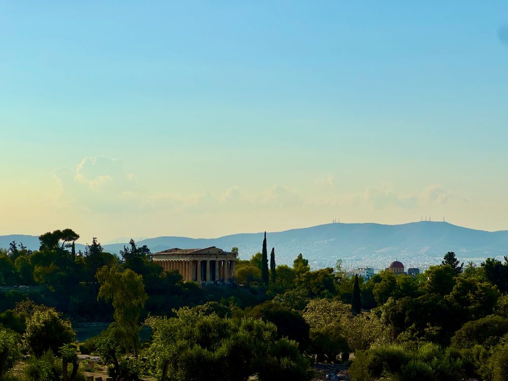 the acropolis at dusk
