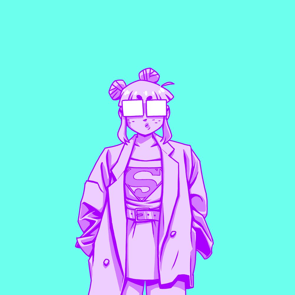 me wearing oversized jacket, superman top, skirt and belt