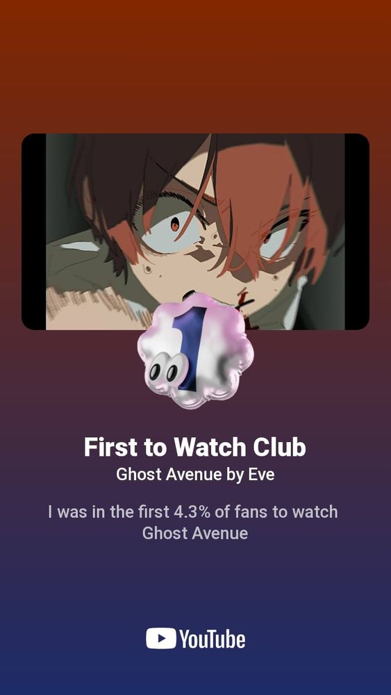  Bagde do YouTube. Na imagem, uma cena do clipe da música Ghost Avenue, do artista Eve. Uns dos primeiros de 4,3 dos fãs a assistir o clipe.
