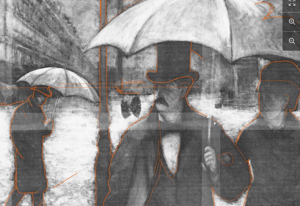An x-ray view of an oil painting.