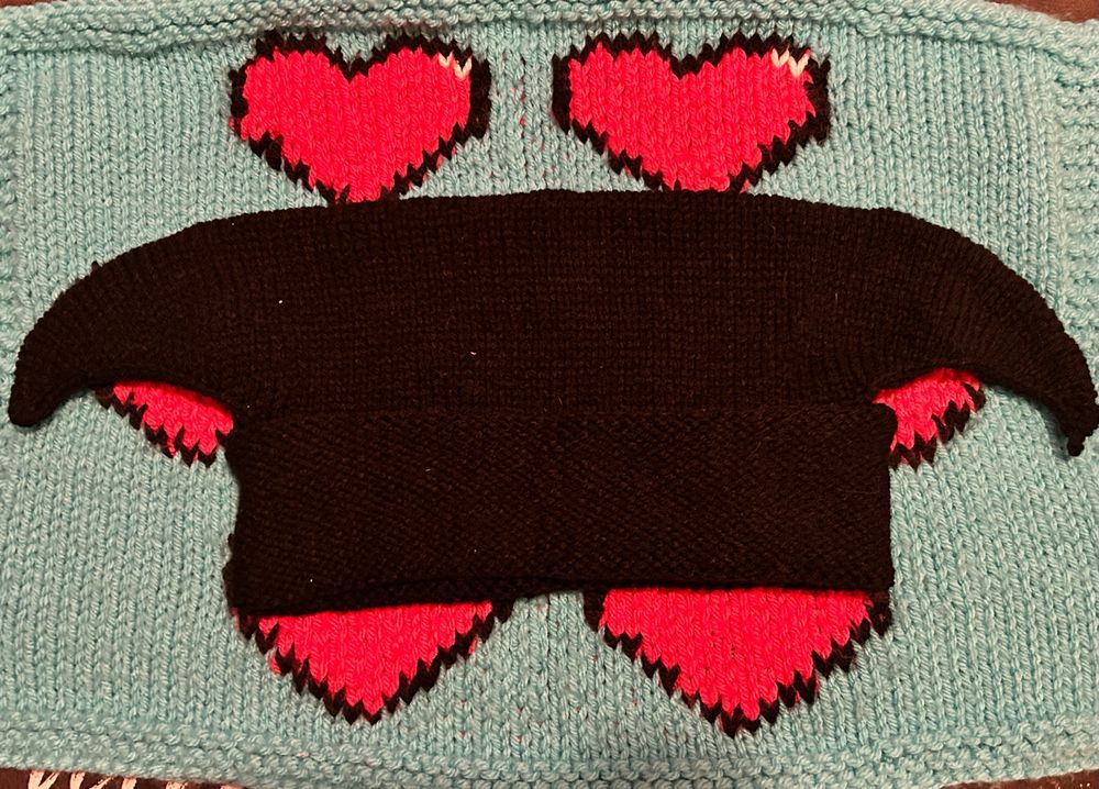 Hand knit black jester hat 