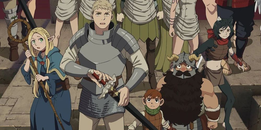 The main cast of Delicious in Dungeon.