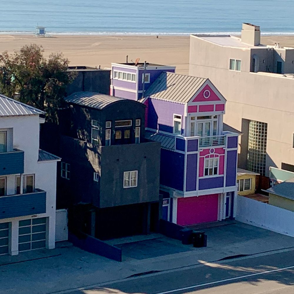 The black and pink meme houses survived the Palisades fire.