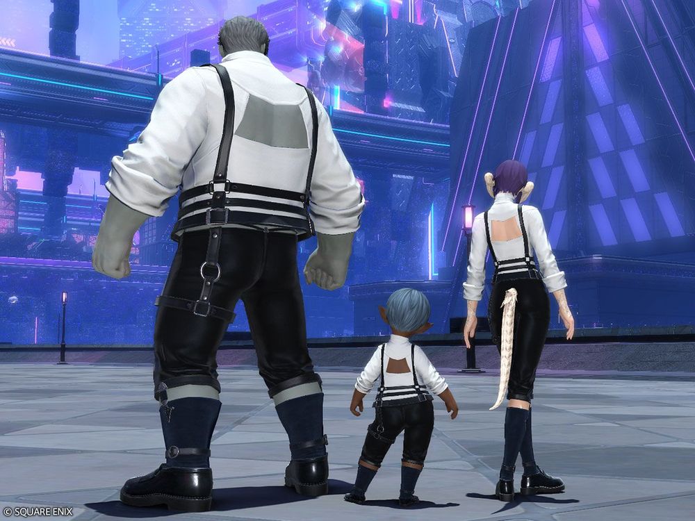 A preview screenshot of the Belt-leather Attire (Cropped Slops) optional item from Final Fantasy 14 Online.