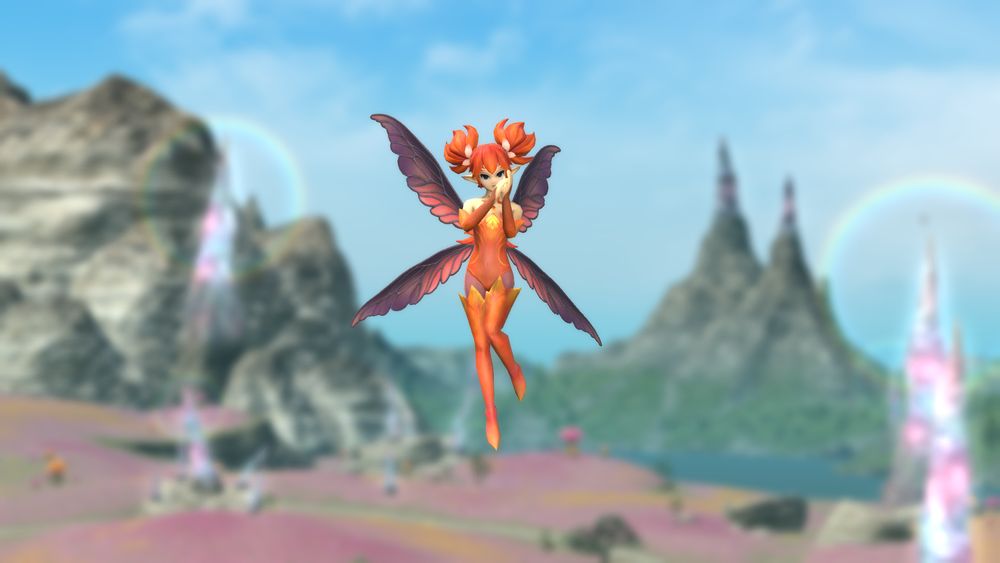 A slide from the Letter from the Producer Part 88. Slide reads Pilgrim's Traverse. The screenshot showcases a Feo Ul minion. The minion is a small orange pixie with two short pigtails and purple wings.