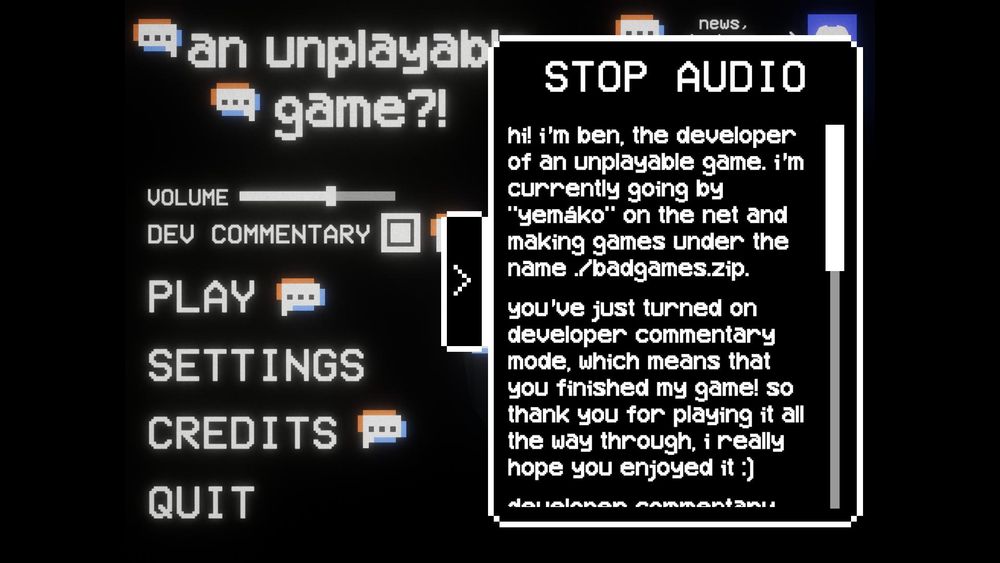 a screenshot of a game main menu, with a checkbox clicked for 