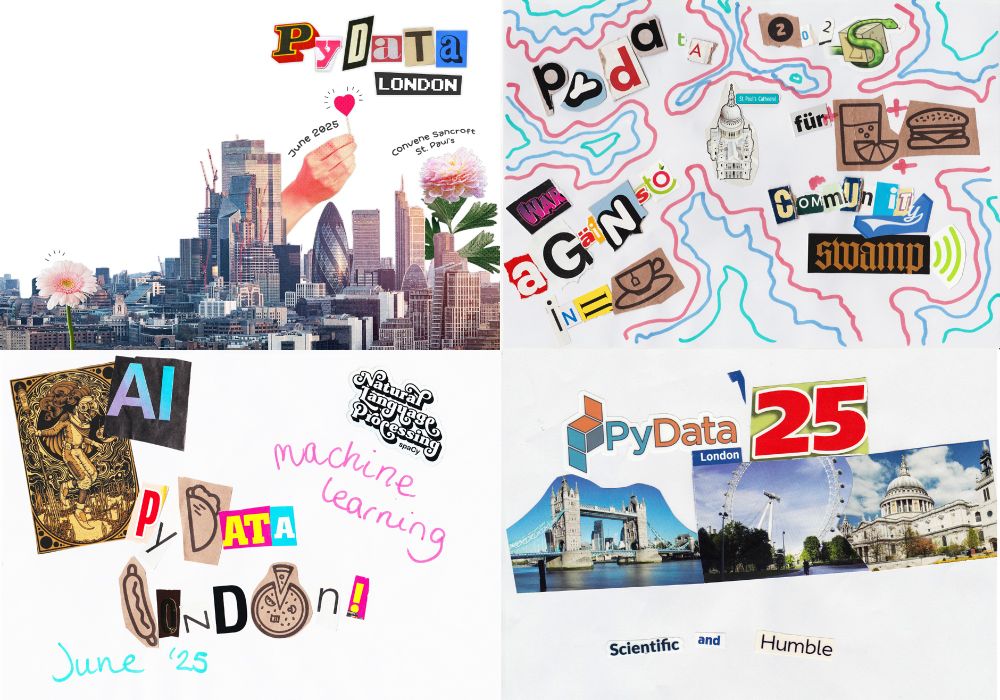 Collage of 4 different zine spreads