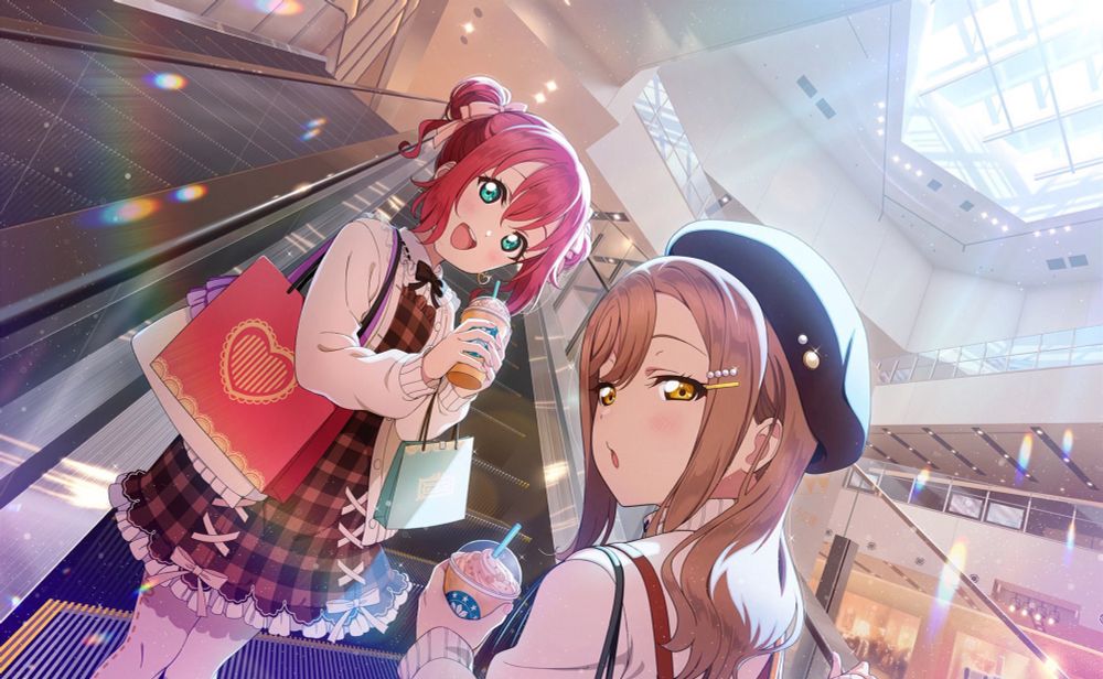 kurosawa ruby's 2023 SIF2 birthday UR alongside hanamaru kunikida, who is deadpanning at the viewer