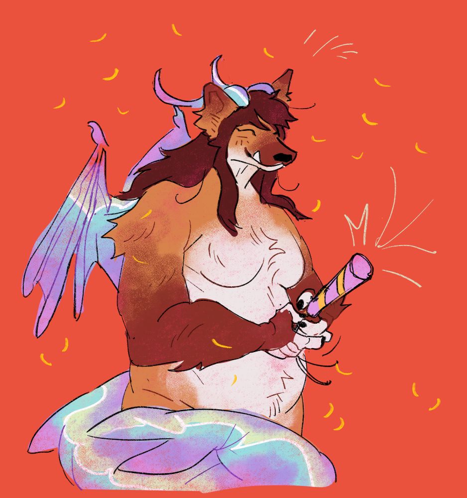 maned wolf dragon girl party time