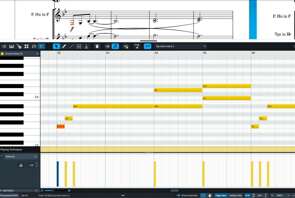 Piano Roll editor in Write mode
