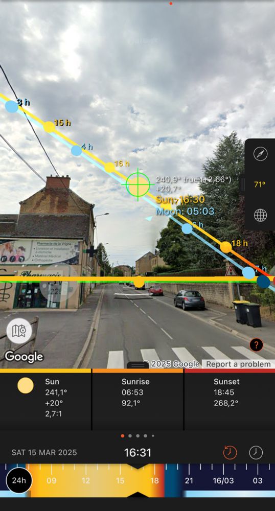 Altitude du soleil à 16h30 au voisinage de l'accident