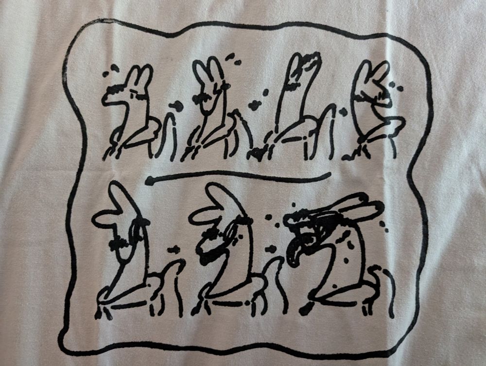 A closeup of the tee-shirt print