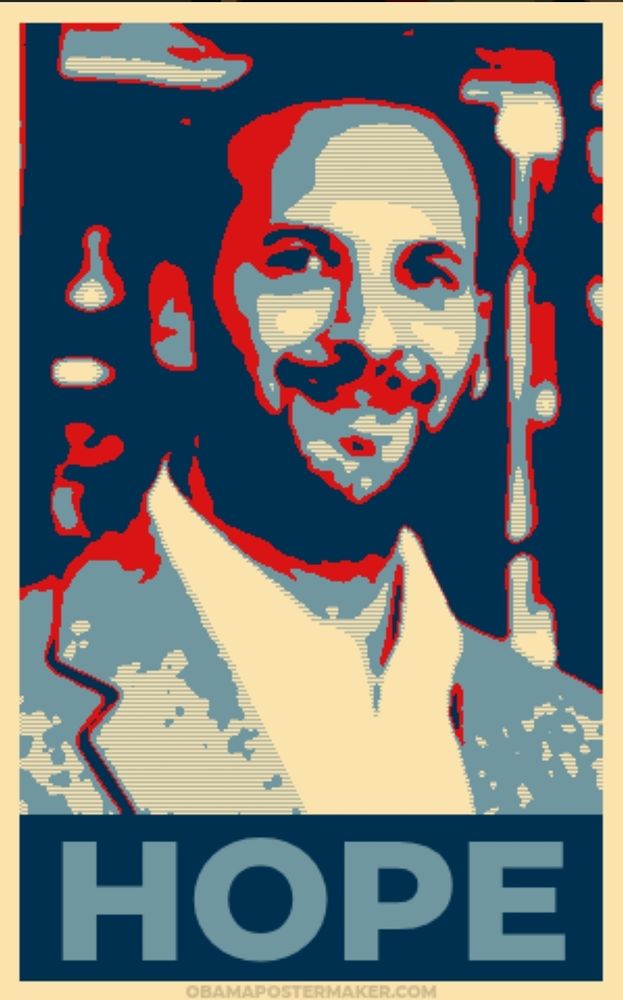 A picture of zack polanski in the style of a Obama campaign poster with the word 'hope' underneath.