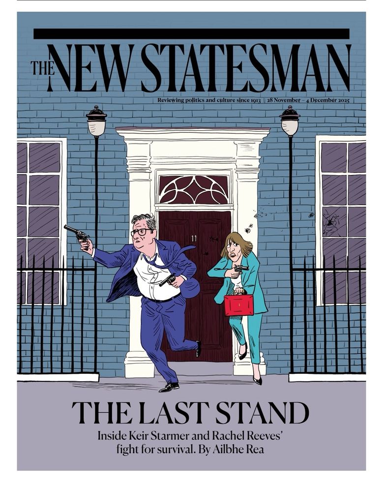 Cover of the latest issue of the New Statesman depicting Keir Starmer and Rachel Reeves as Butch Cassidy and the Sundance Kid in the final still of that film.