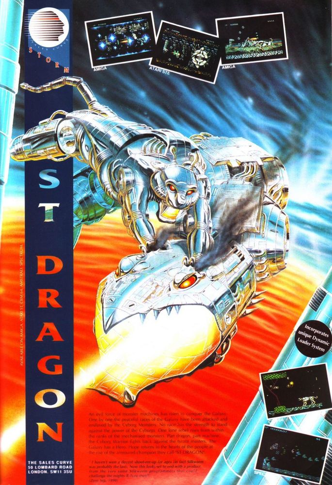 Scan of magazine advertising for St Dragon by The Sales Curve in the issue #17 of Amiga Format, in December 1990