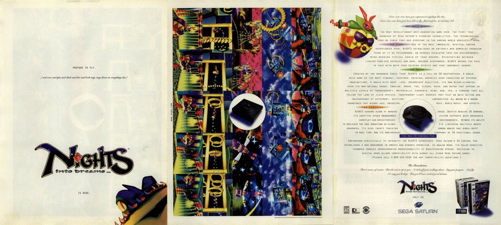 Scan of magazine advertising for Nights into Dreams by SEGA in the issue #89 of Ultra Game Players, in October 1996