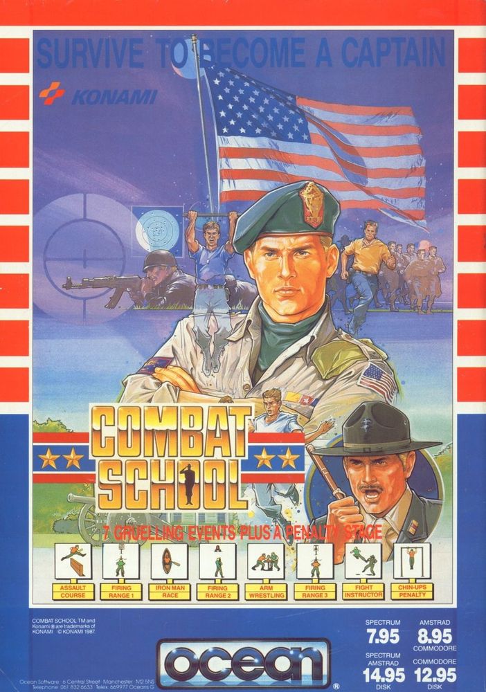 Scan of magazine advertising for Combat School by Ocean in the issue #4 of Advanced Computer Entertainment (ACE), in January 1988