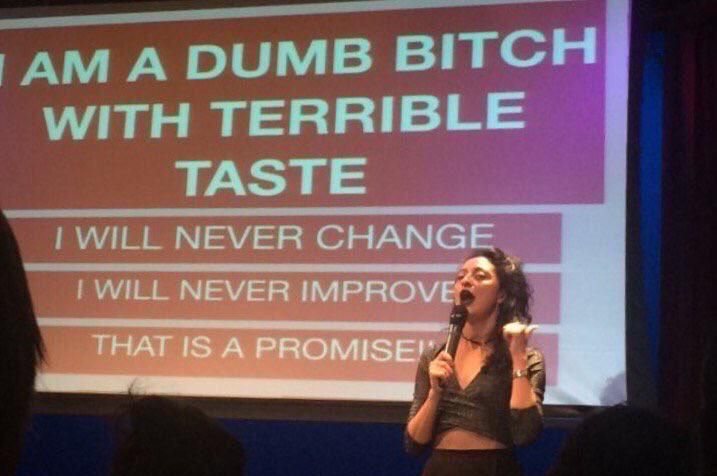 I AM A DUMB BITCH WITH TERRIBLE TASTE
I WILL NEVER CHANGE
I WILL NEVER IMPROVE
THAT IS A PROMSE