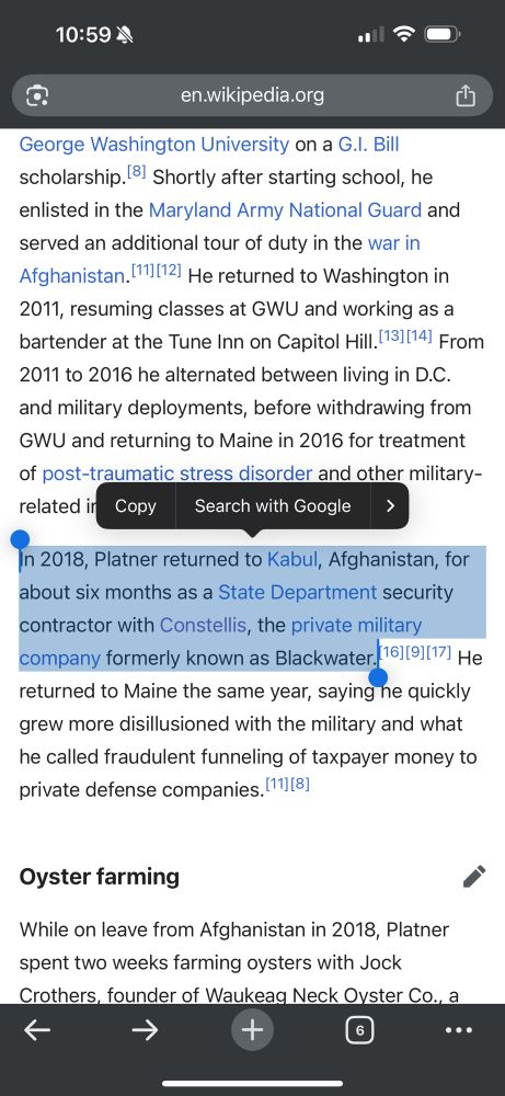 Platner worked for Blackwater
