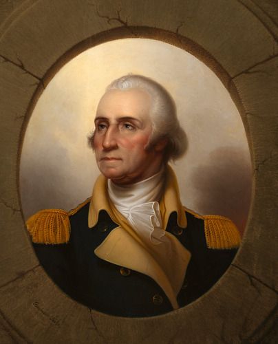 a painting of George Washington by Rembrandt Peale in which he appears in a stone oval frame