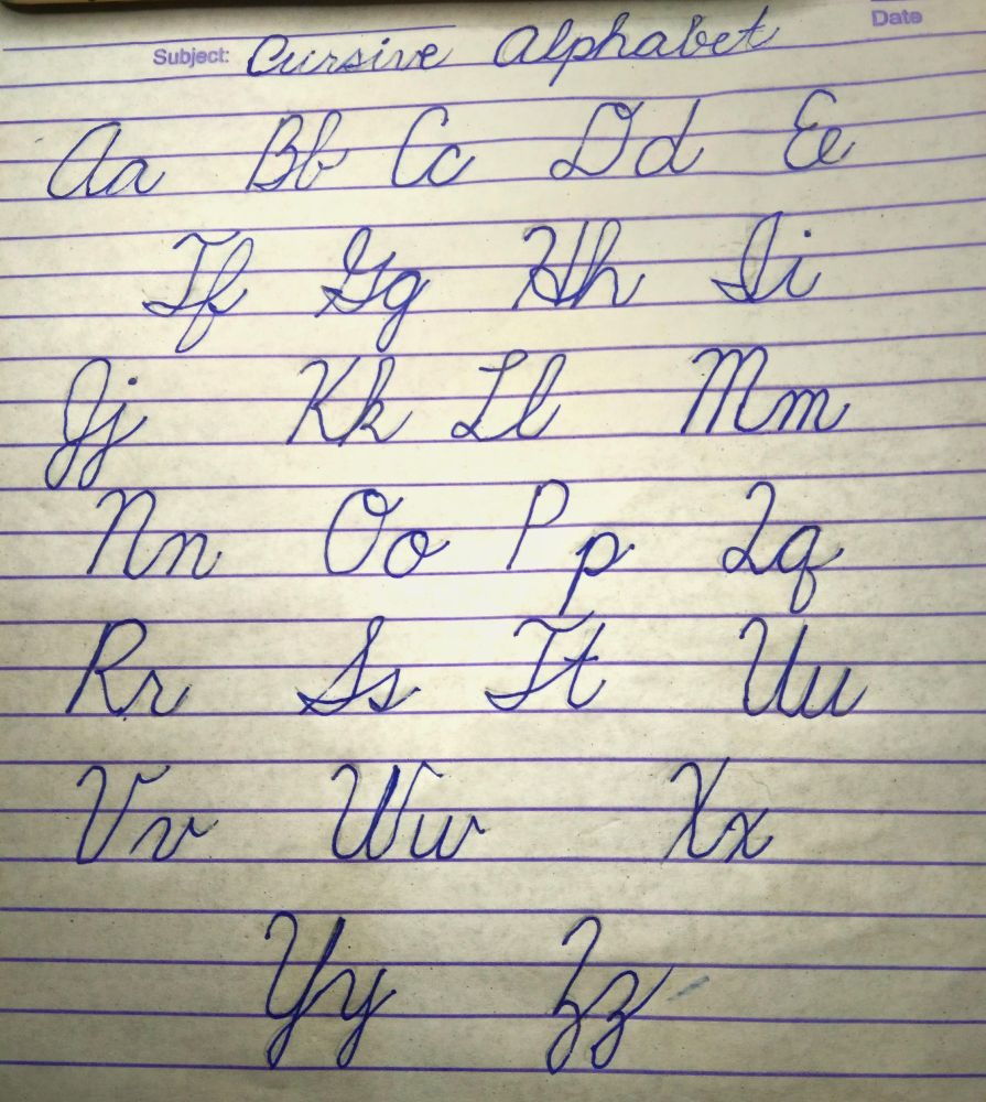 Handwritten cursive