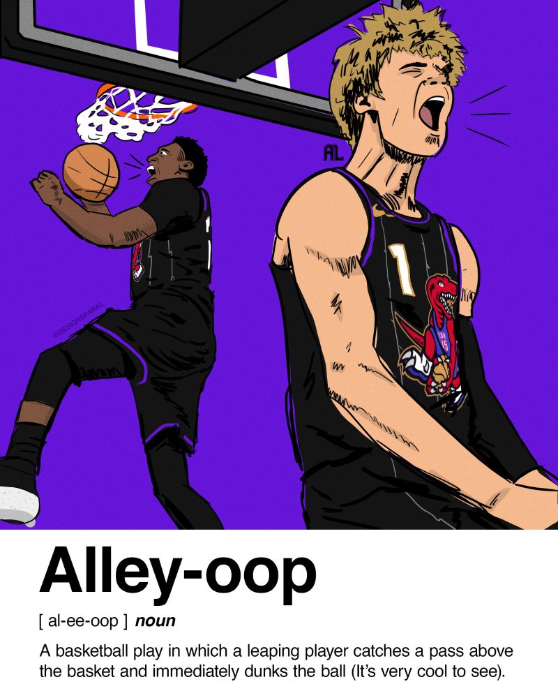 Artwork of Toronto Raptors players RJ Barrett and Gradey Dick